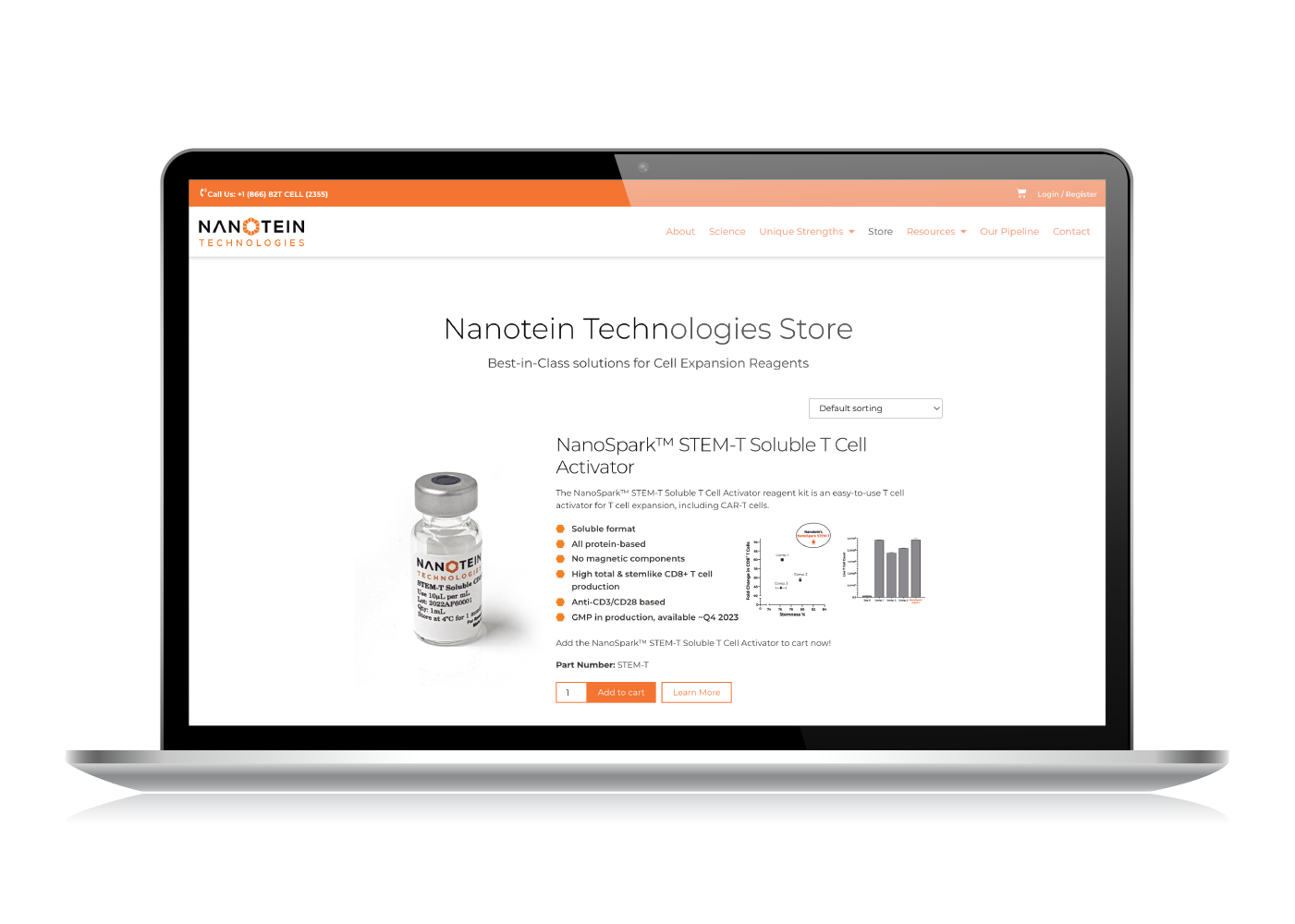 Nanotein Store Website on a Laptop